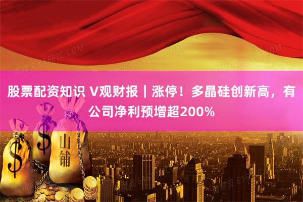股票配资知识 V观财报｜涨停！多晶硅创新高，有公司净利预增超200%